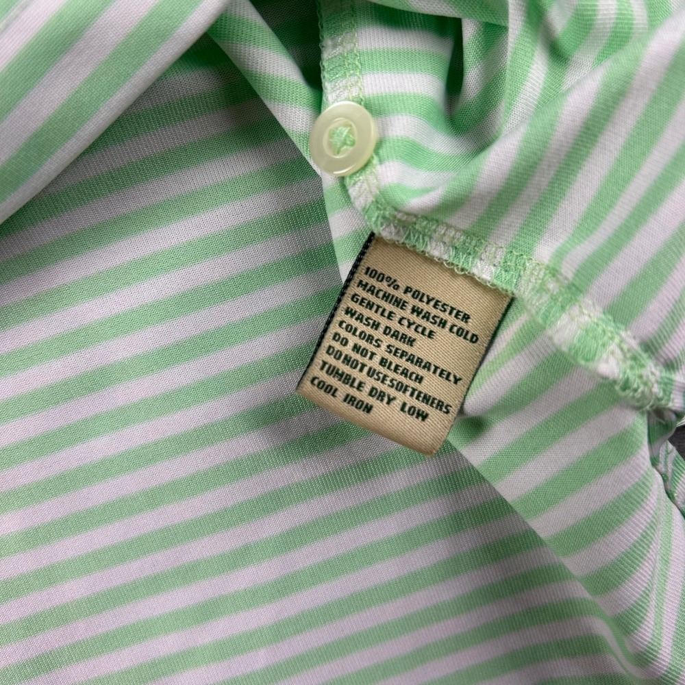 Donald Ross Polo Shirt Mens Large Green Striped Short Sleeve Golf Performance - Picture 6 of 7